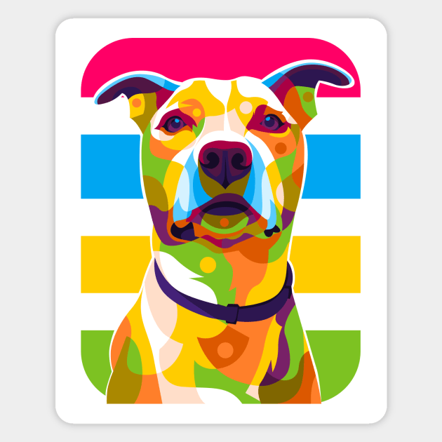 Pit Bull Dog Portrait Colorful Pop Art Magnet by wpaprint